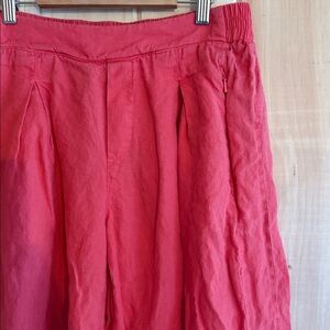 Athleta Coral Linen Wide Leg Pants 10 Tall